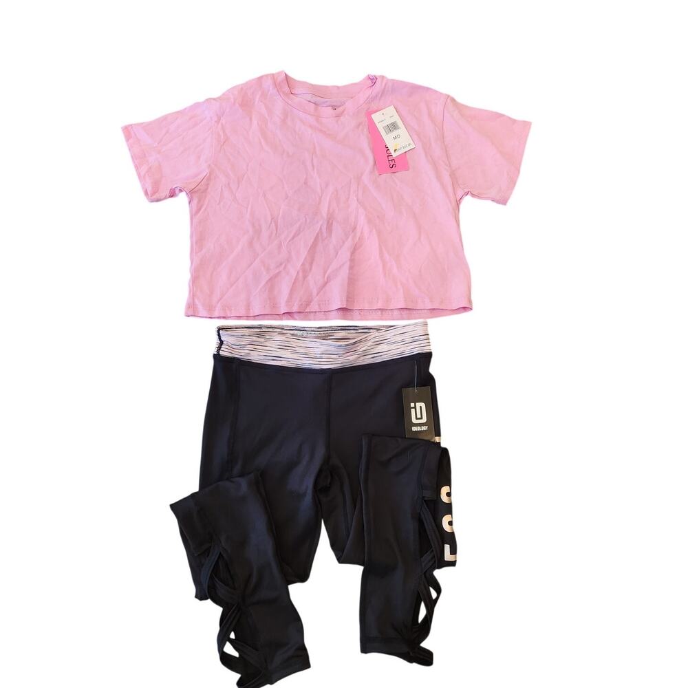 NWT Ideology And With Jules Girls Activewear Set Black/Pink M